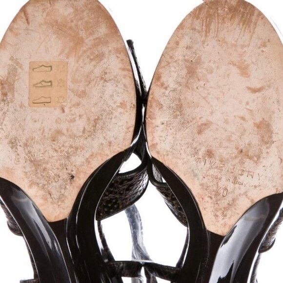 Givenchy Brown Embossed Leather Sandals Size 40 US 10 - Picture 2 of 9